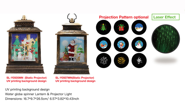 亚克力 提灯造型水灯 投影灯 雪人和知更鸟 /圣诞老人和礼物 SR - 9
