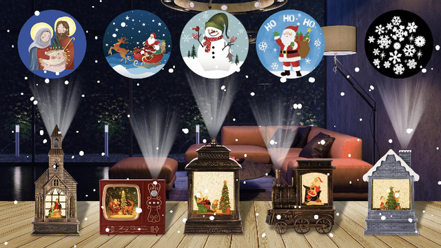 亚克力 造型灯 教堂/电视/提灯/火车头/小屋造型 圣母玛利亚/圣诞老人与驯鹿/雪人/圣诞老人 SR - 1