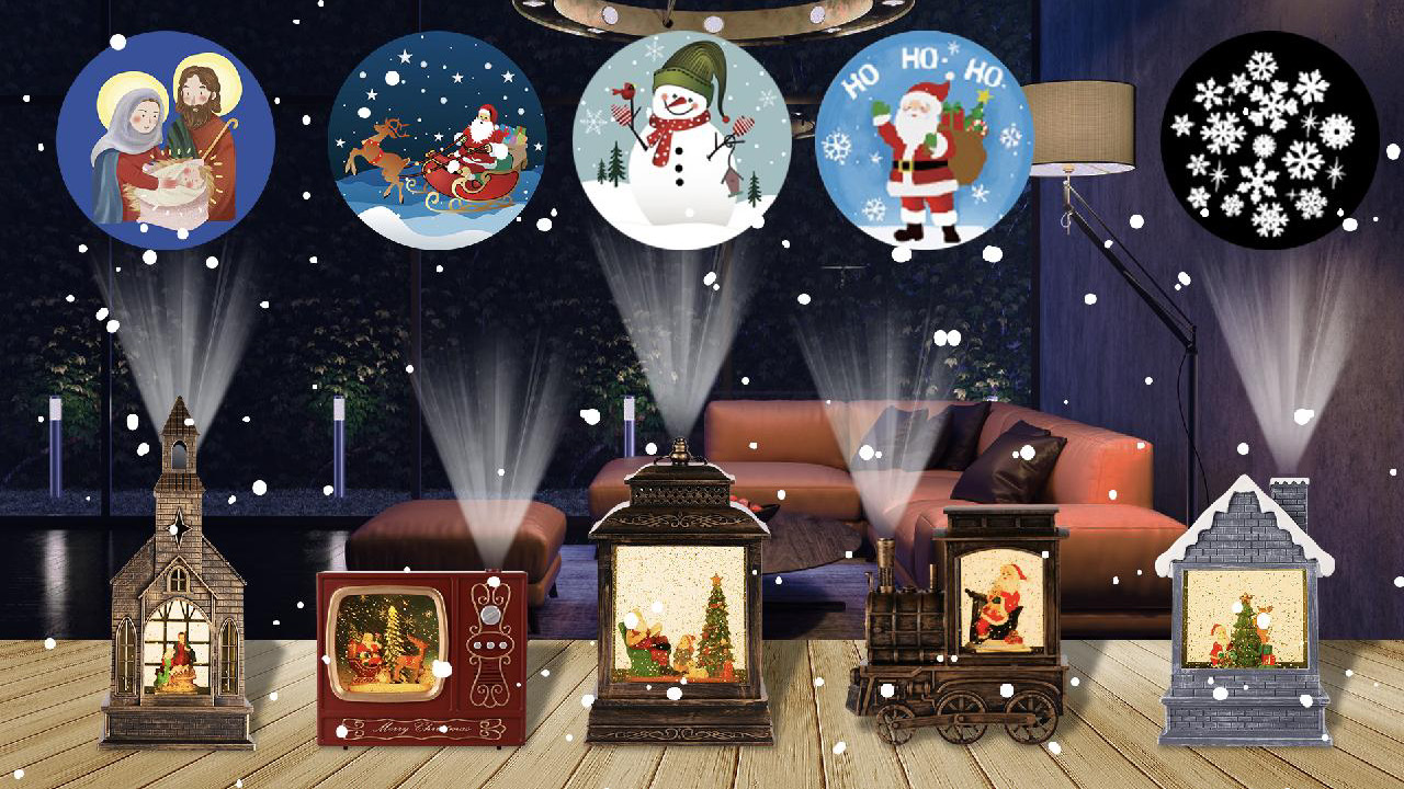 亚克力 造型灯 教堂/电视/提灯/火车头/小屋造型 圣母玛利亚/圣诞老人与驯鹿/雪人/圣诞老人 SR - 1