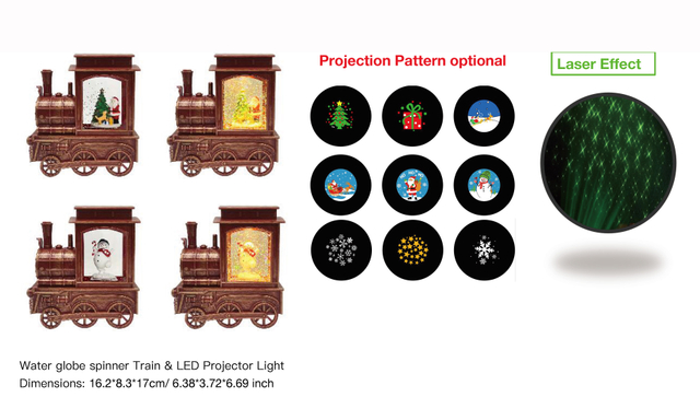 亚克力 火车头造型水灯 LED 投影灯 圣诞老人和狗/雪人 SR - 64