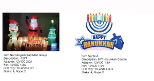 姜饼人和光明节蜡烛充气灯