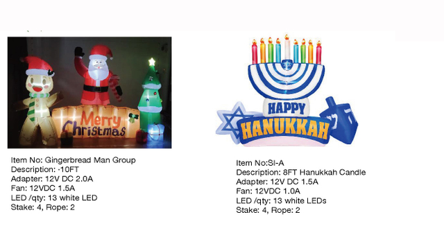 姜饼人和光明节蜡烛充气灯