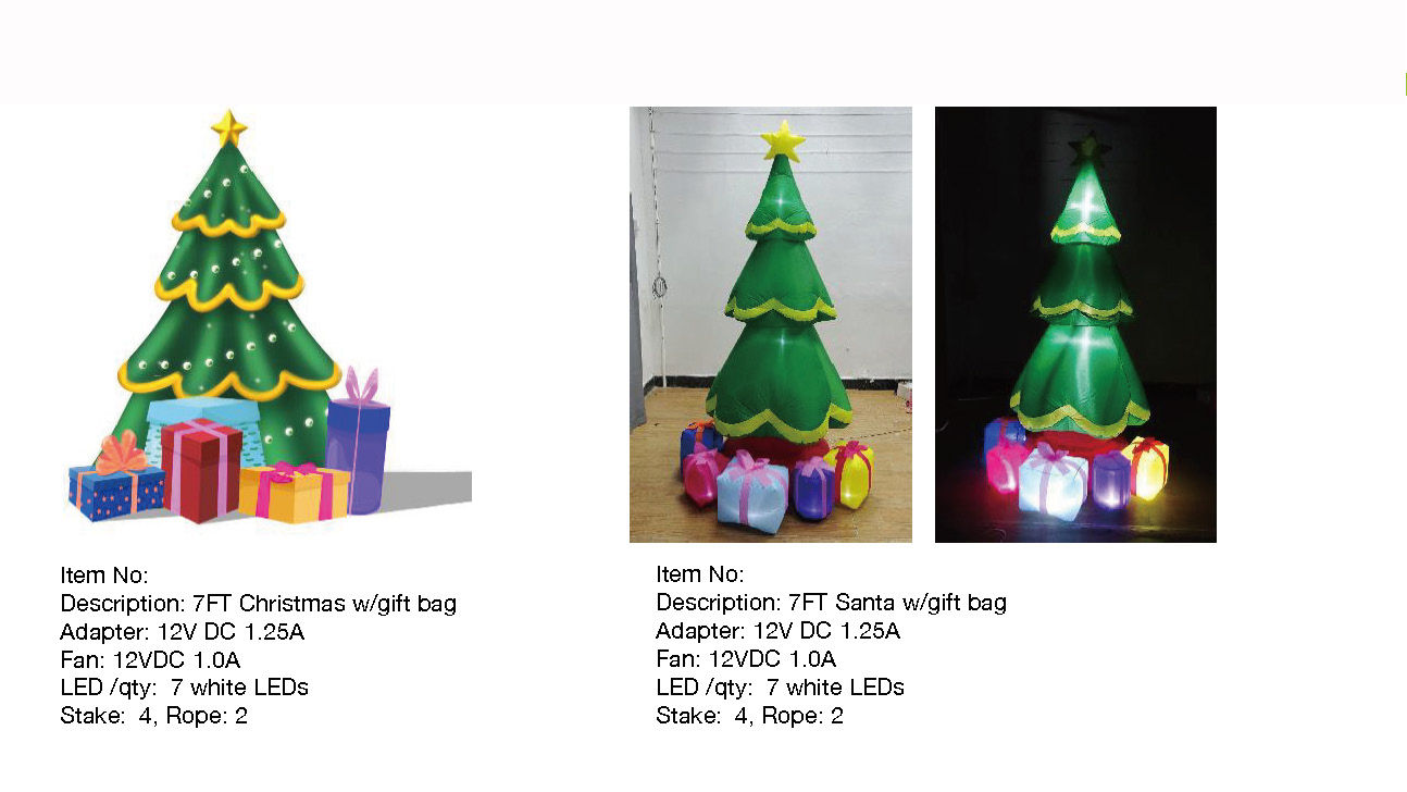 圣诞老人带礼品袋充气灯