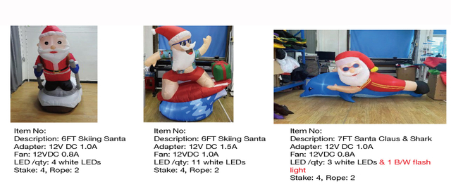 滑雪圣诞老人、圣诞老人和鲨鱼充气灯 - 37