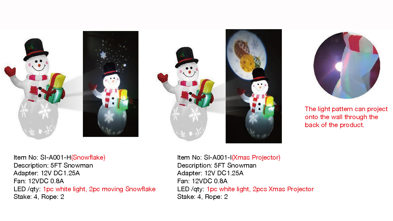 5英尺雪人充气灯 