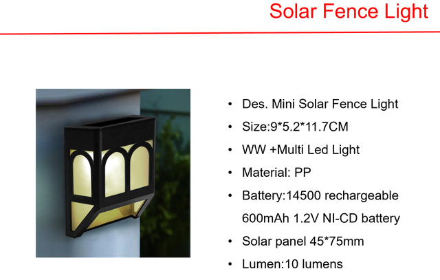 太阳能 LED 各种太阳能花园桩和迷你太阳能栅栏灯
