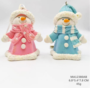 黏土造型 蓝色/粉色 雪人戴着围巾 - 47