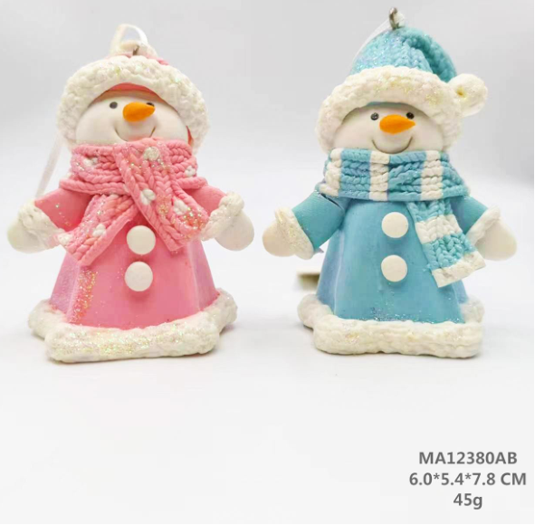 黏土造型 蓝色/粉色 雪人戴着围巾 - 47