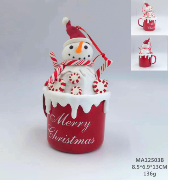 黏土造型一杯带糖果的雪人 - 29