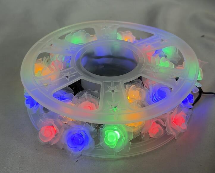 5米玫瑰花LED弦乐灯，带有40个彩色（四色）灯泡，派对/花园/节日活动的充满活力的装饰照明