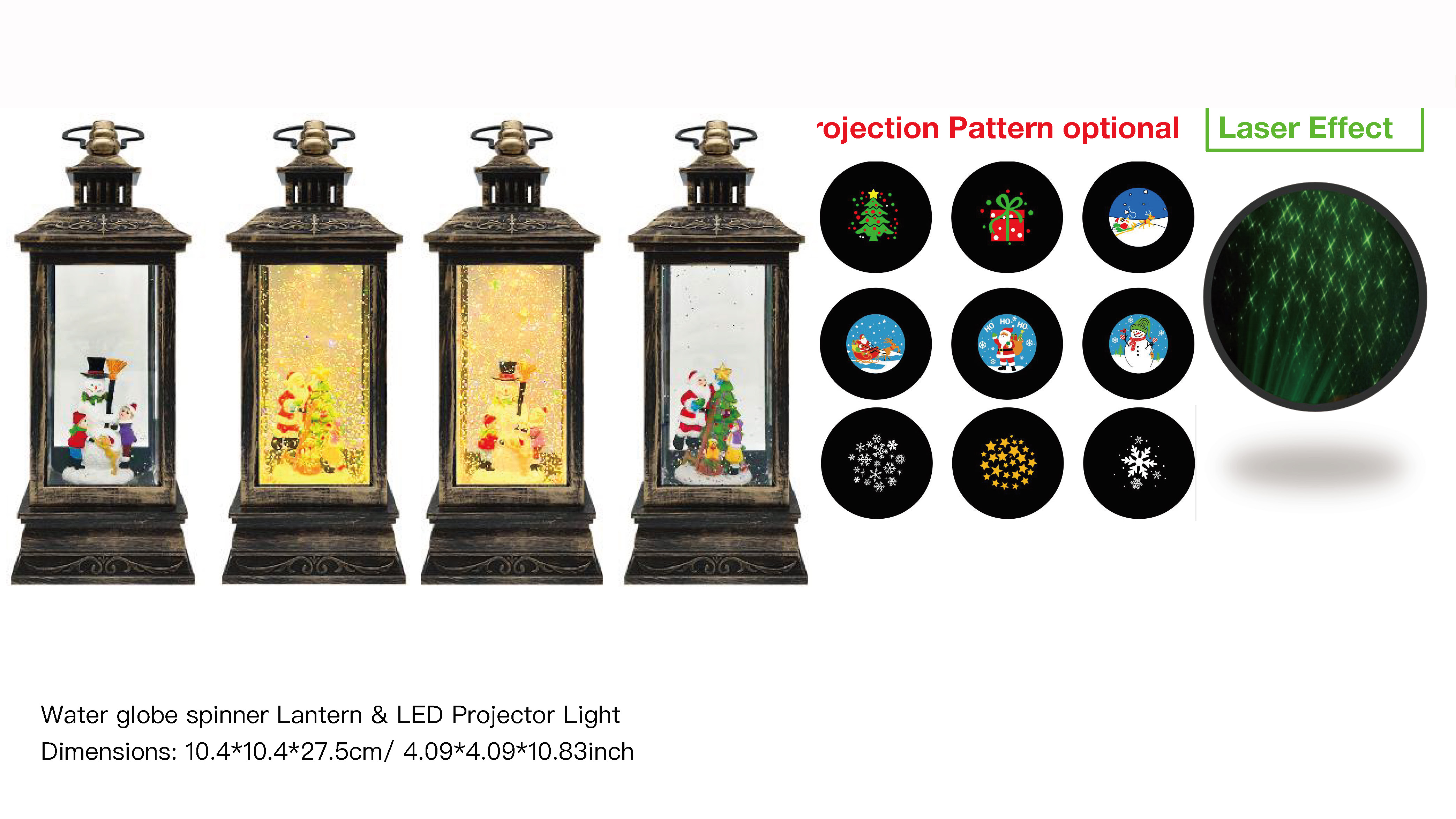 亚克力 提灯造型水灯 LED 投影灯雪人和儿童/圣诞老人和儿童 SR - 48