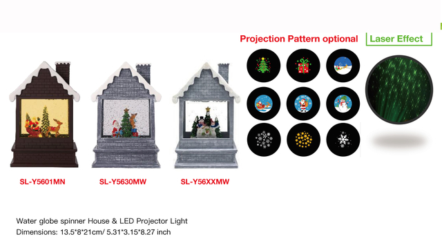 亚克力 房子造型水灯 LED 投影灯 圣诞老人和驯鹿/雪人 SR - 75