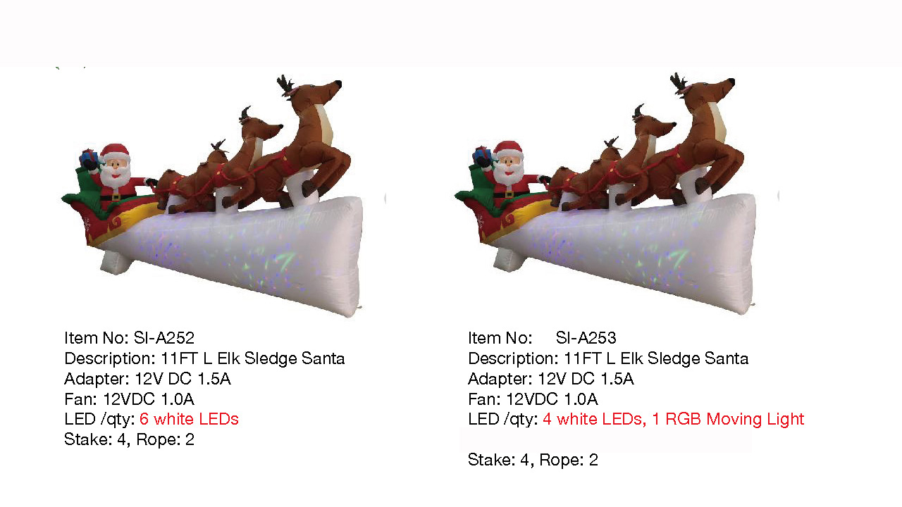 麋鹿雪橇圣诞老人充气灯