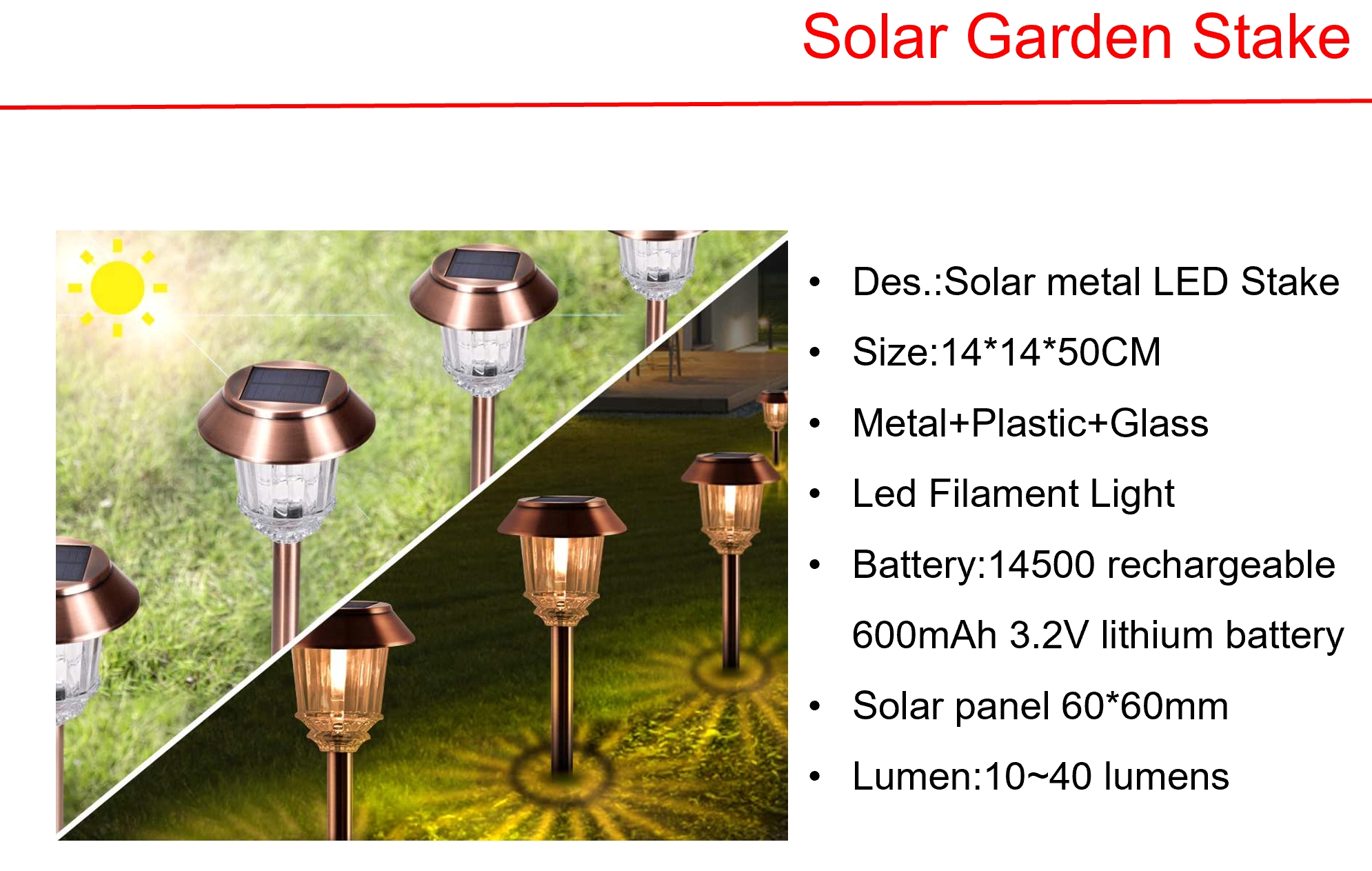 太阳能 LED 金属 LED 桩型太阳能栅栏灯