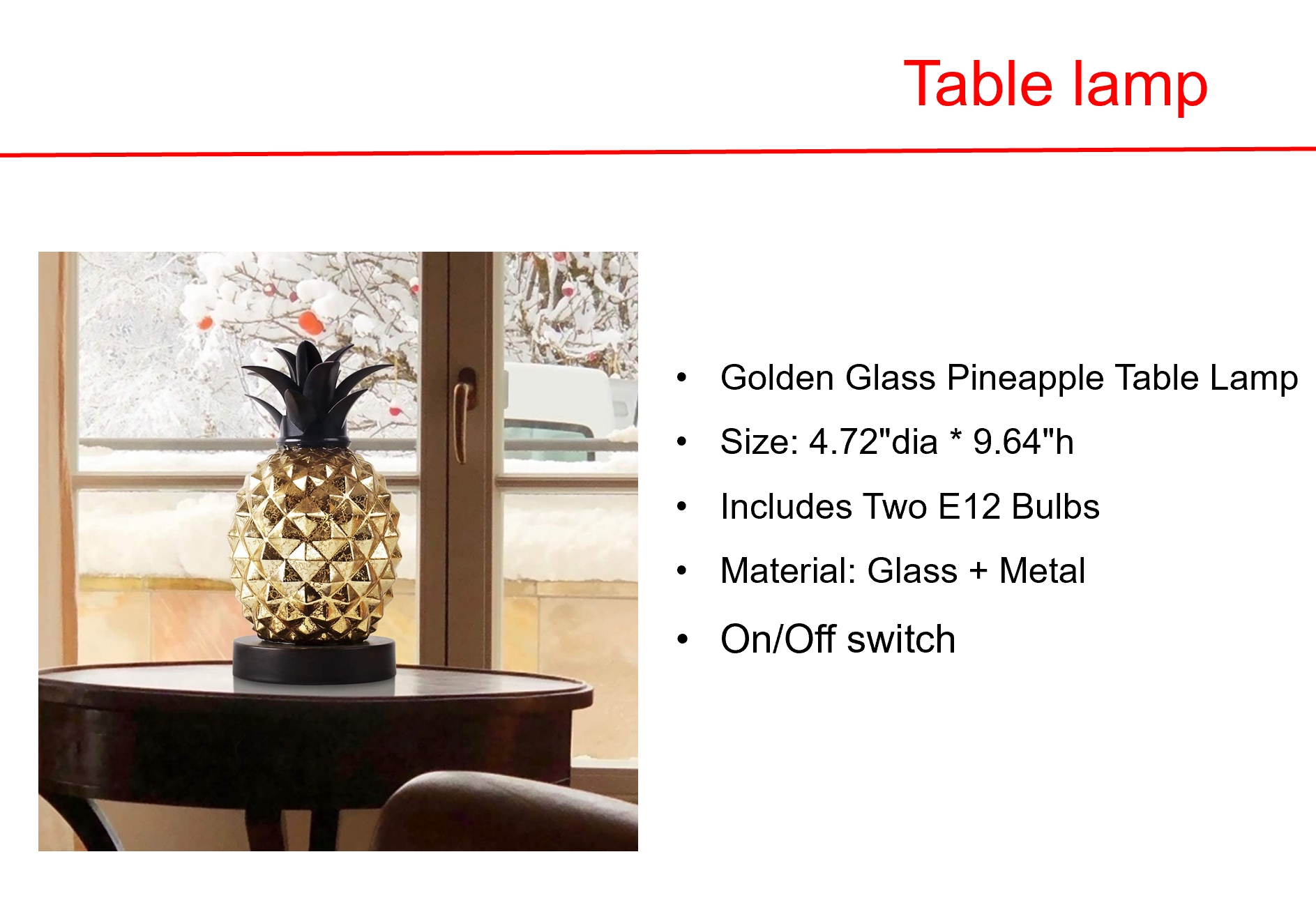 太阳能金色玻璃菠萝台灯