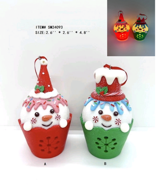 黏土造型 杯子里的雪人 暖白灯光 - 5