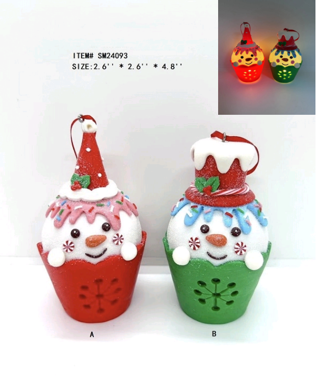 黏土造型 杯子里的雪人 暖白灯光 - 5