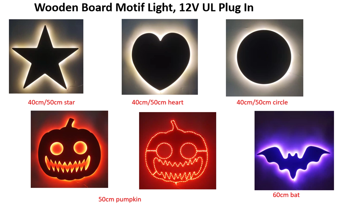 木头 星星/心形/圆形/南瓜/蝙蝠灯 2