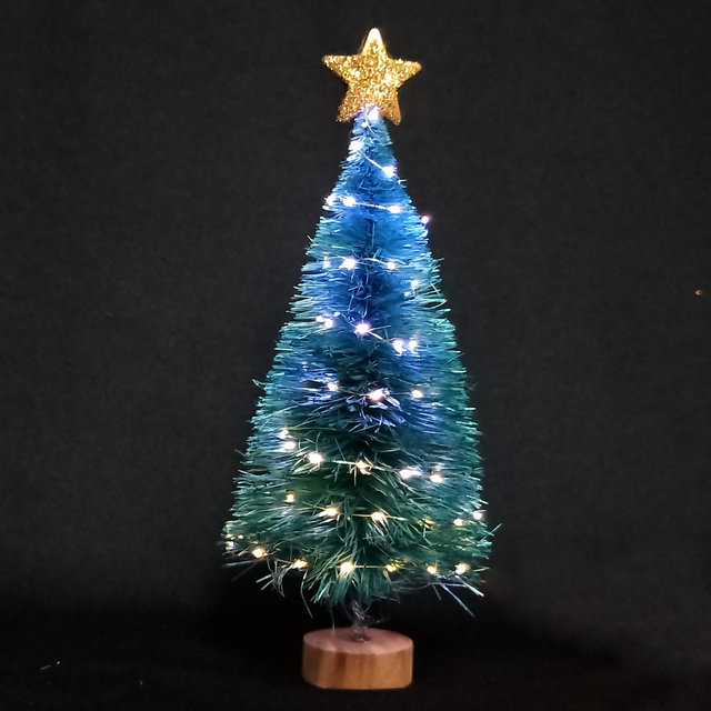 圣诞绿色迷你树+闪光顶星