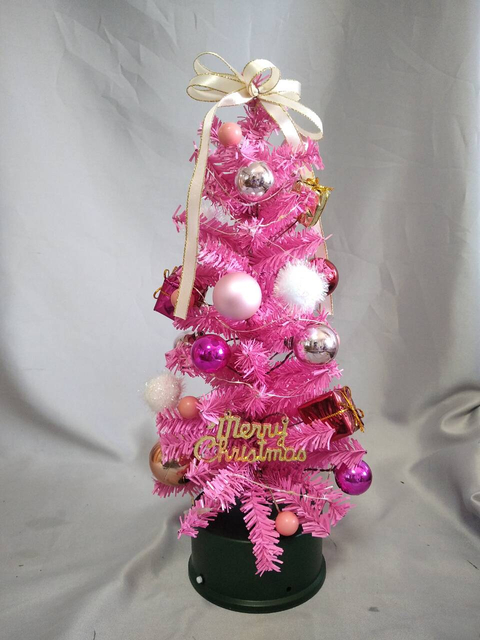 粉色35厘米旋转的迷你圣诞树