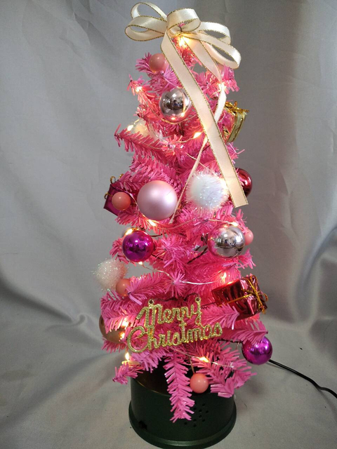 粉色35厘米旋转的迷你圣诞树