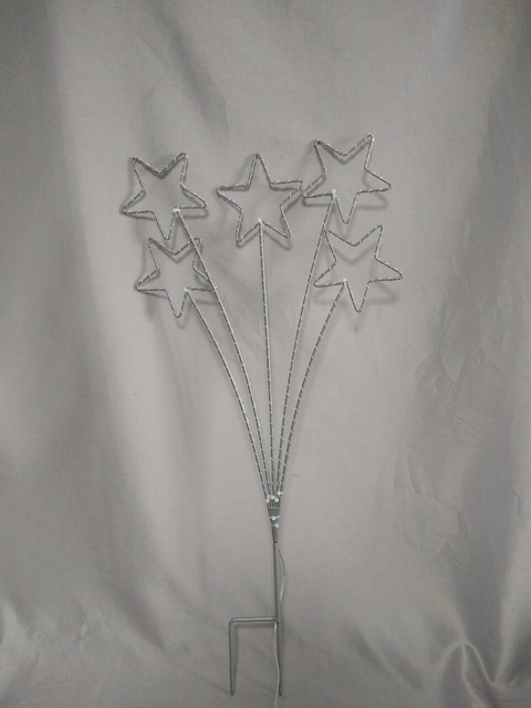 5件式五点恒星地面木桩花束灯 - 每组264个温暖的白色LED，用于迷人的花园/途径装饰照明