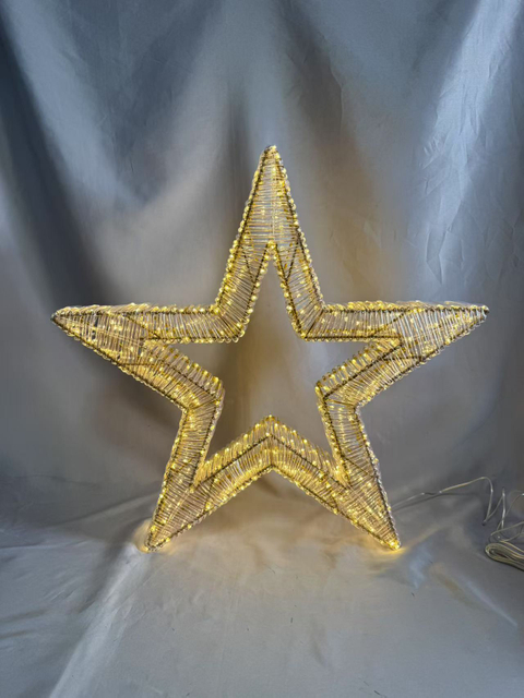 60厘米的铁框5点星管灯带580个温暖的白色LED和闪烁的灯泡 - 室内/室外节日装饰的动态星爆光