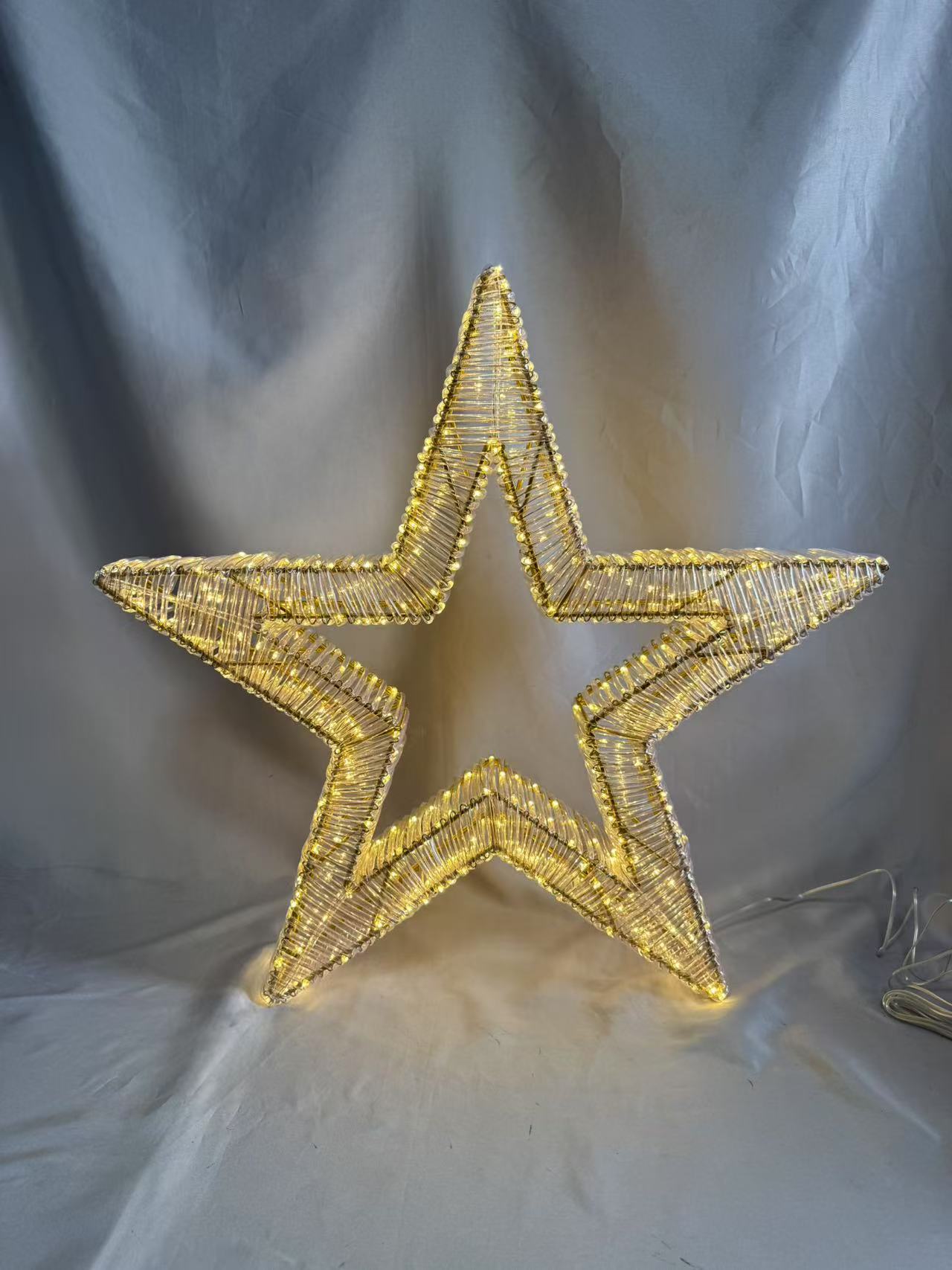 60厘米的铁框5点星管灯带580个温暖的白色LED和闪烁的灯泡 - 室内/室外节日装饰的动态星爆光