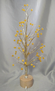 60厘米的金色圆珠金灯，带木制旋转底座