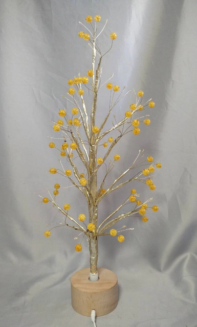 60厘米的金色圆珠金灯，带木制旋转底座