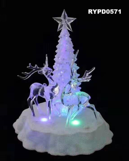 丙烯酸透明驯鹿和圣诞树