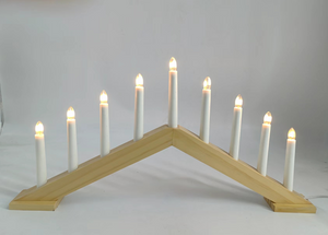 9 LED木制蜡烛桥灯
