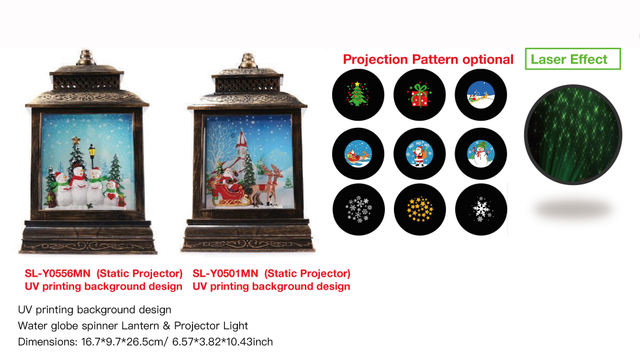 亚克力 提灯造型水灯 投影灯 雪人唱诗班/圣诞老人和驯鹿 SR - 10