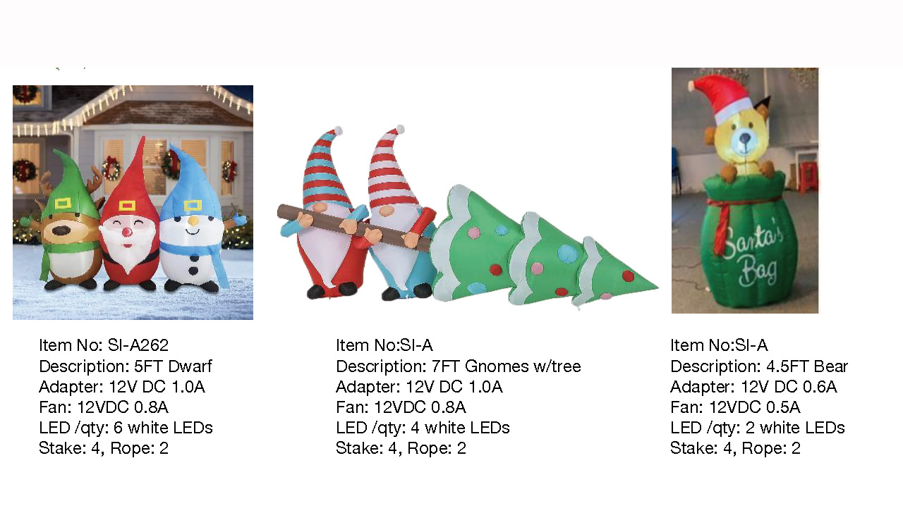 矮人和侏儒带树和熊充气 LED 灯