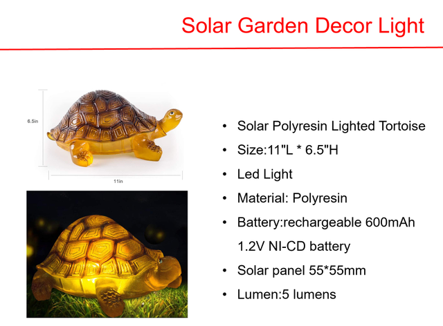 太阳能 LED 树脂发光乌龟
