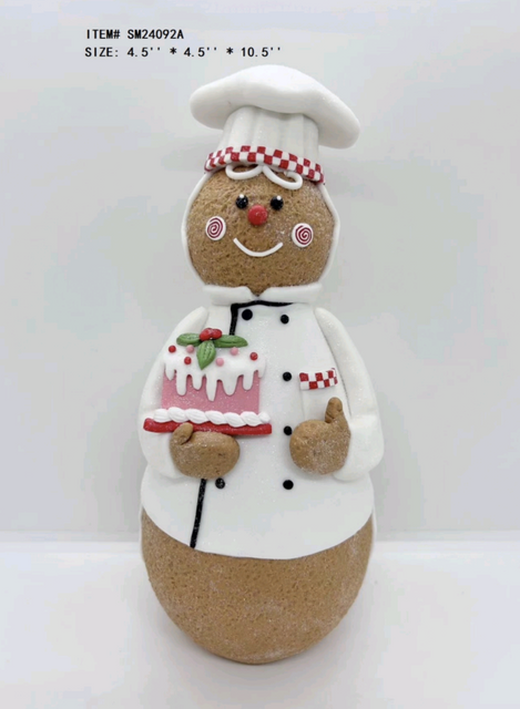 黏土造型姜饼人拿着蛋糕 - 4