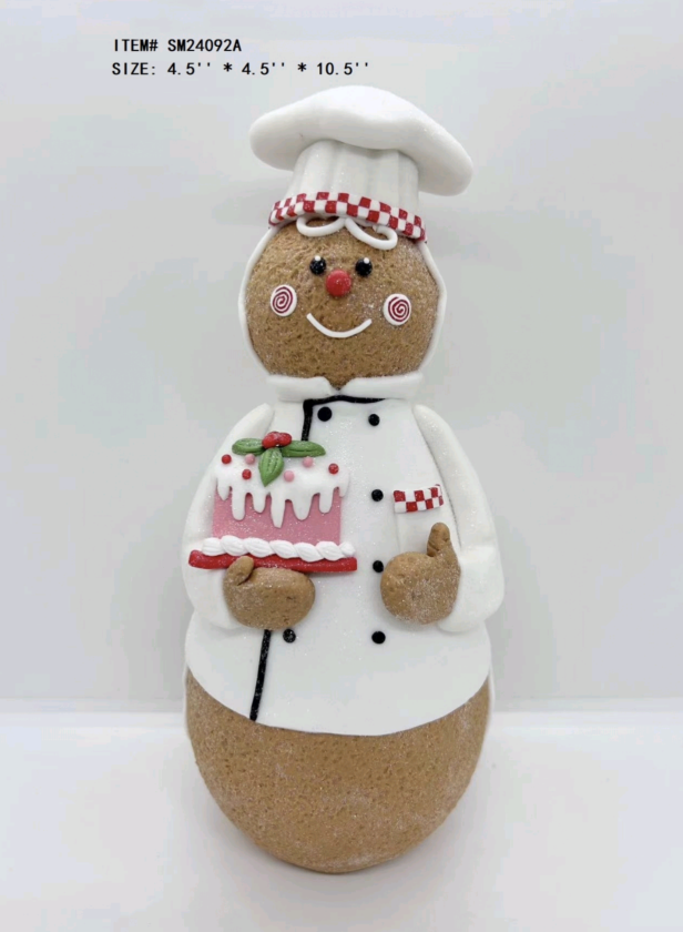 黏土造型姜饼人拿着蛋糕 - 4