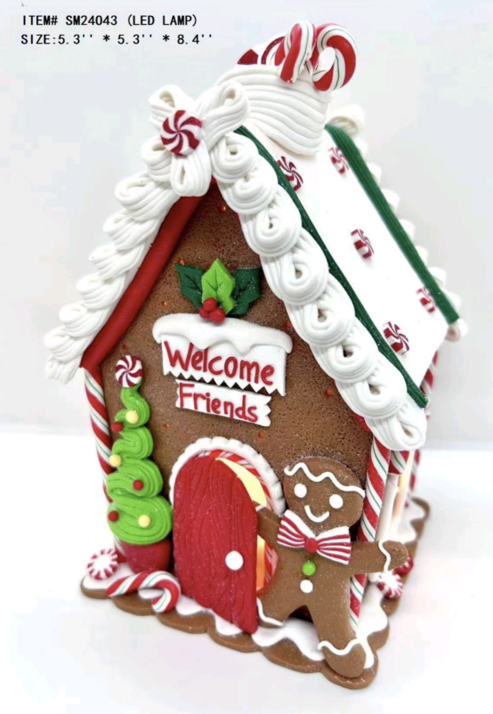 黏土造型小姜饼人站在屋前欢迎朋友 - 21