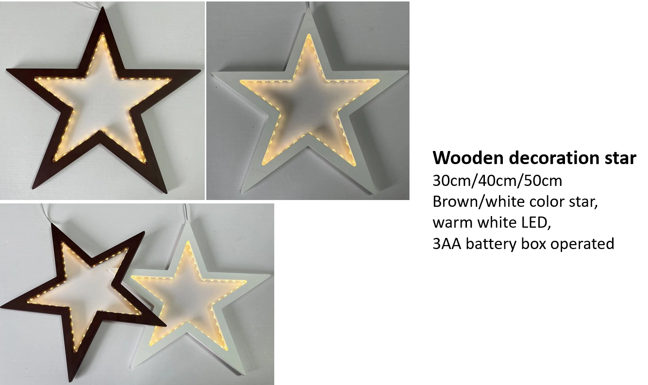 木头 星星灯 暖白光 3