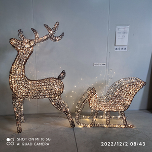 拉丝造型鹿拉雪橇灯