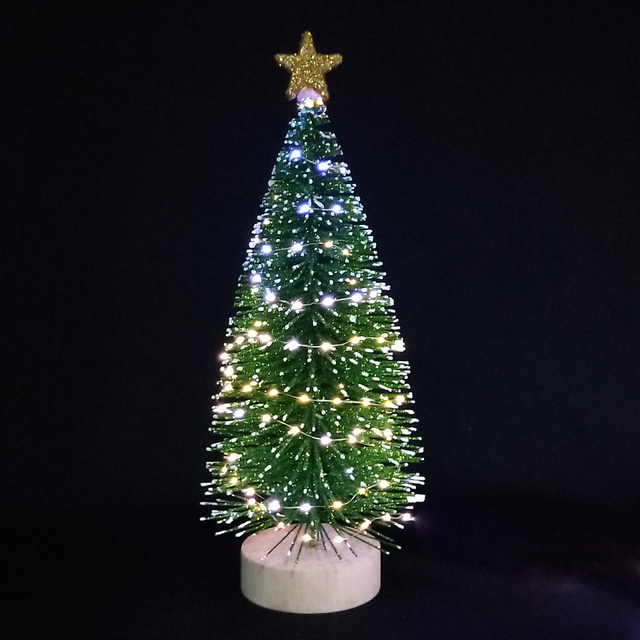 圣诞绿色迷你树+闪光顶星