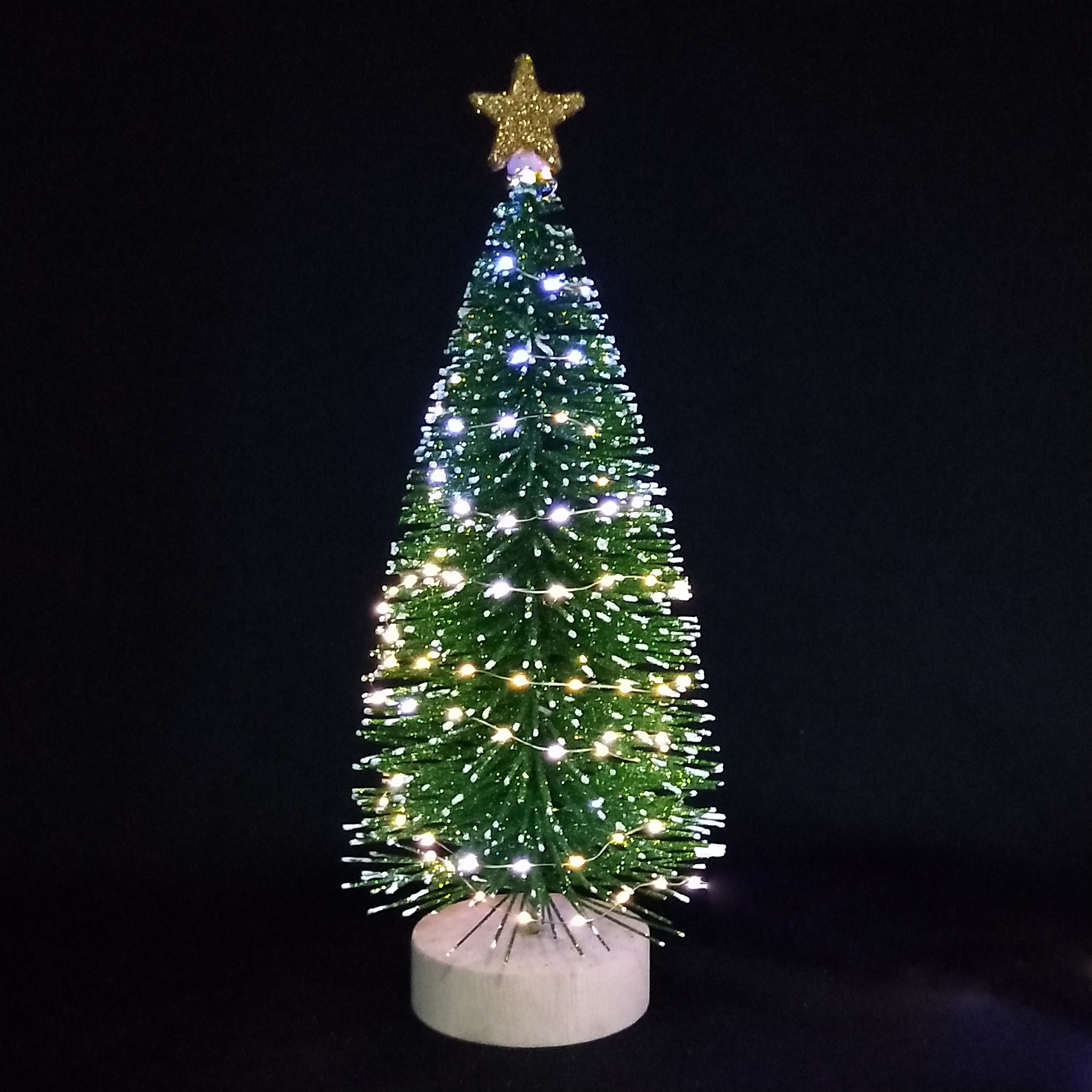 圣诞绿色迷你树+闪光顶星