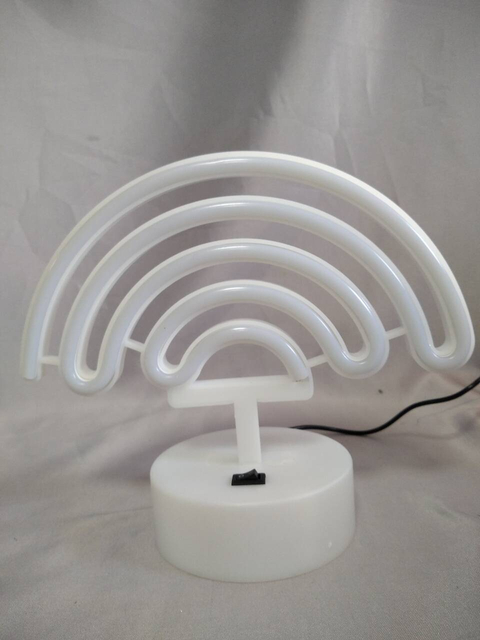 彩虹形霓虹灯管灯带21×9×28厘米白色圆形底座，充满活力的彩色LED装饰灯，用于房间氛围