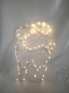 驯鹿形的59灯暖白色LED弦乐灯 - 柔性铜线设计，31x44cm尺寸，带8个动态照明模式，用于节日装饰