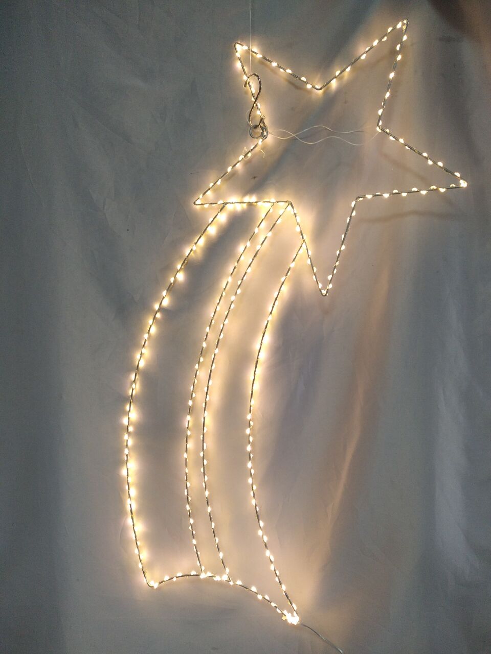 80厘米铁框流星LED灯 - 360温暖的白色铜线灯缠绕着迷人的室内/室外流星淋浴照明