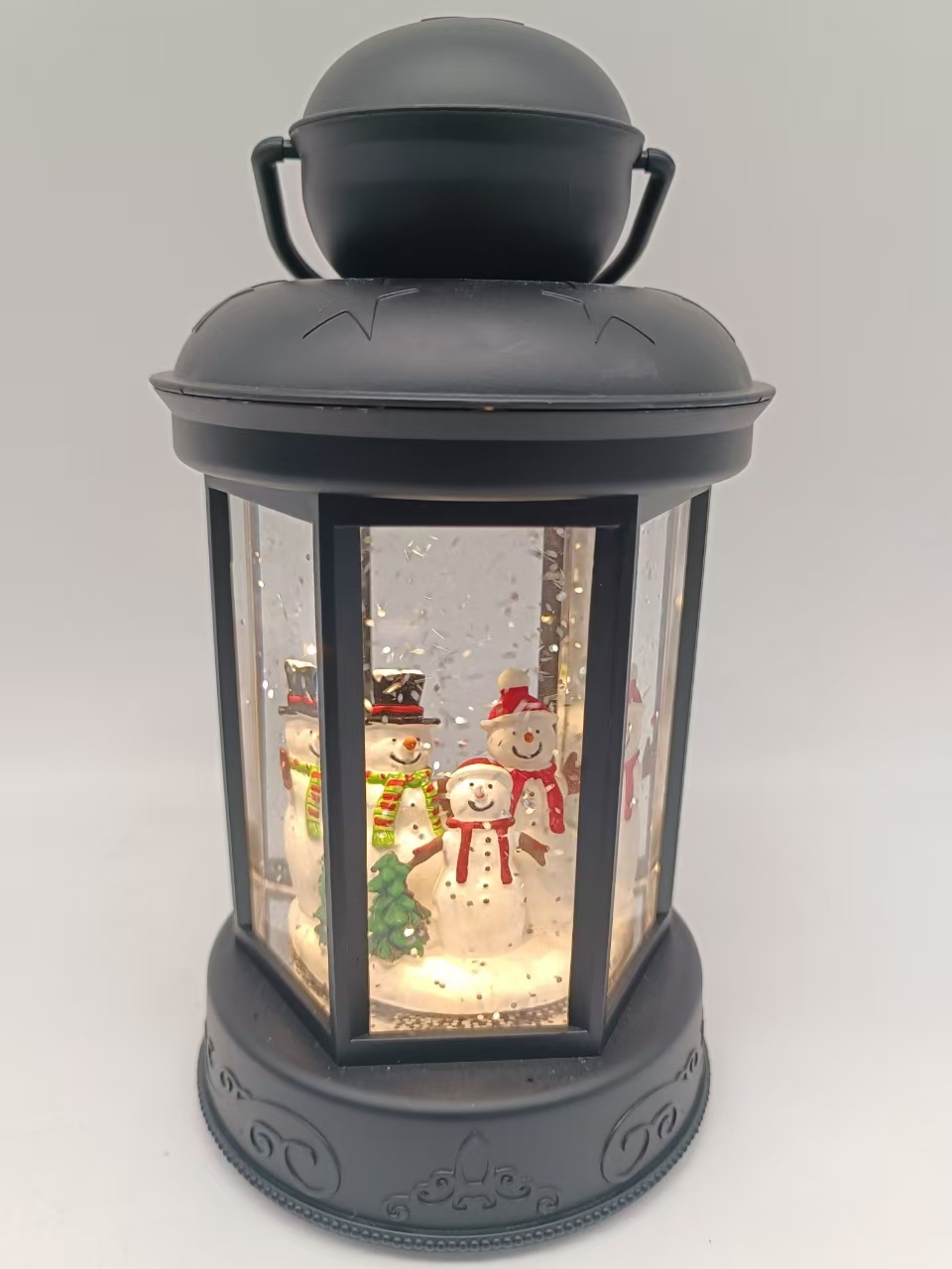 图案上的小圆柱灯 + 5 pcs雪人室内装饰