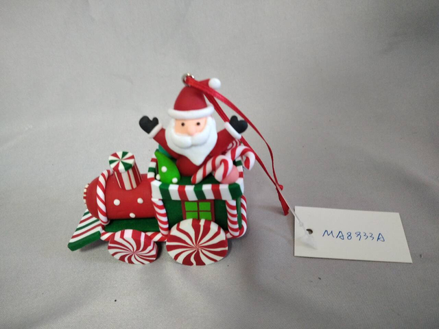 手工制作的面包粘土圣诞节圣诞老人火车装饰品（无灯）| 8.5×4×9cm微型装饰