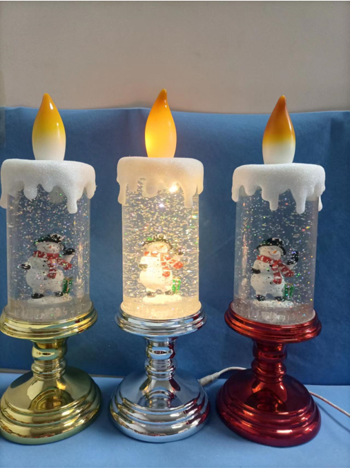 丙烯酸透明蜡烛灯水灯雪人