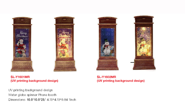 亚克力水 电话亭造型水灯 圣诞老人/雪人Uy印刷背景设计SR - 98
