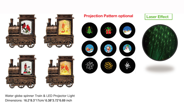 亚克力 火车头造型水灯 LED 投影仪灯 知更鸟/圣诞老人 SR - 67